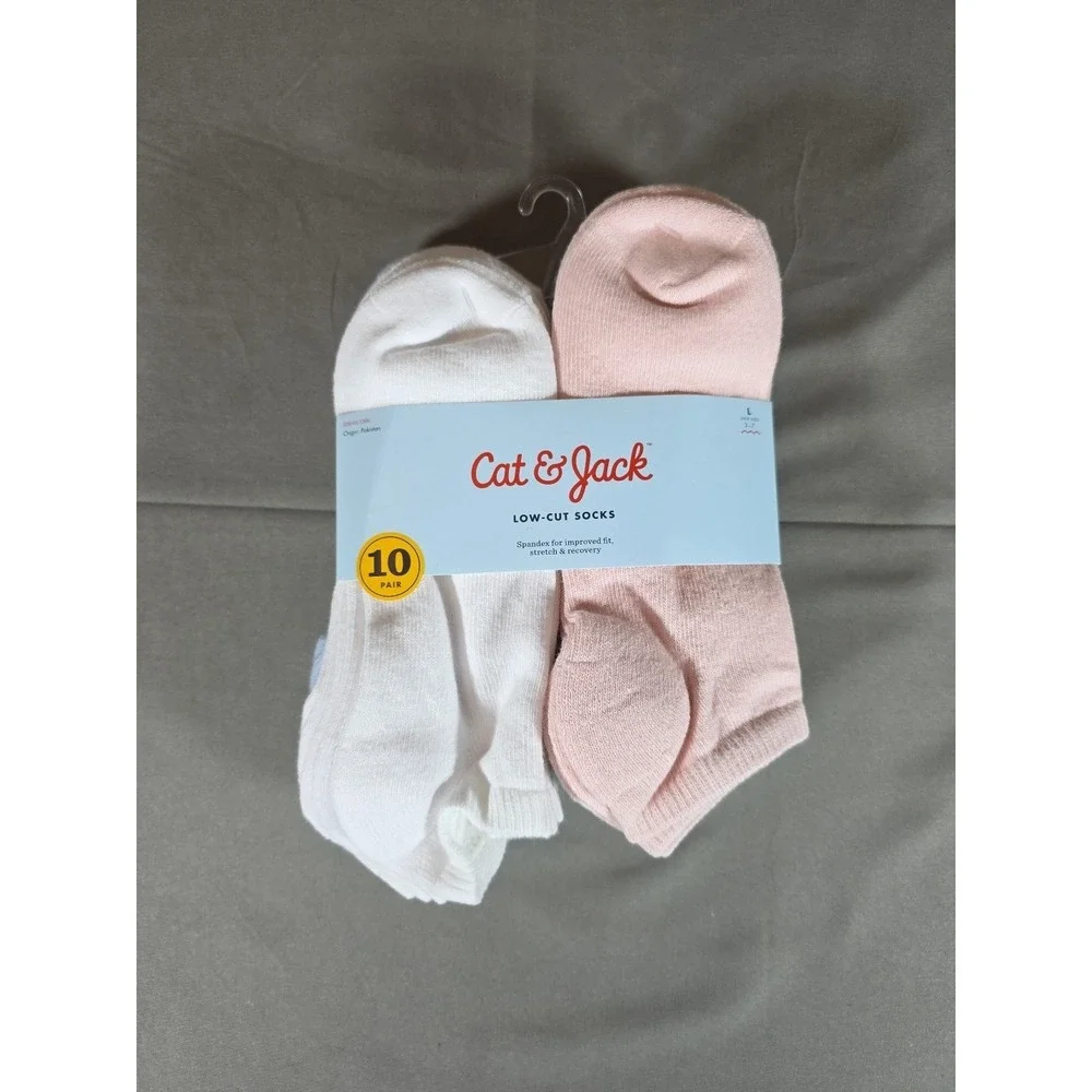 Low Cut Socks Cat & Jack 10pk Lightweight - Size L (Shoe Size 3-7)